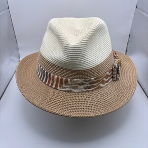Montique International Mens Straw‎ Fedora Hat Classic Style Summer Vacation